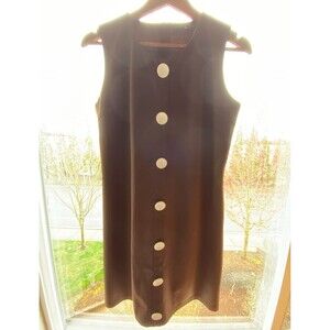 Moon River Women's Dress L Brown Smocked Button Accent Back Zip Sleeveless